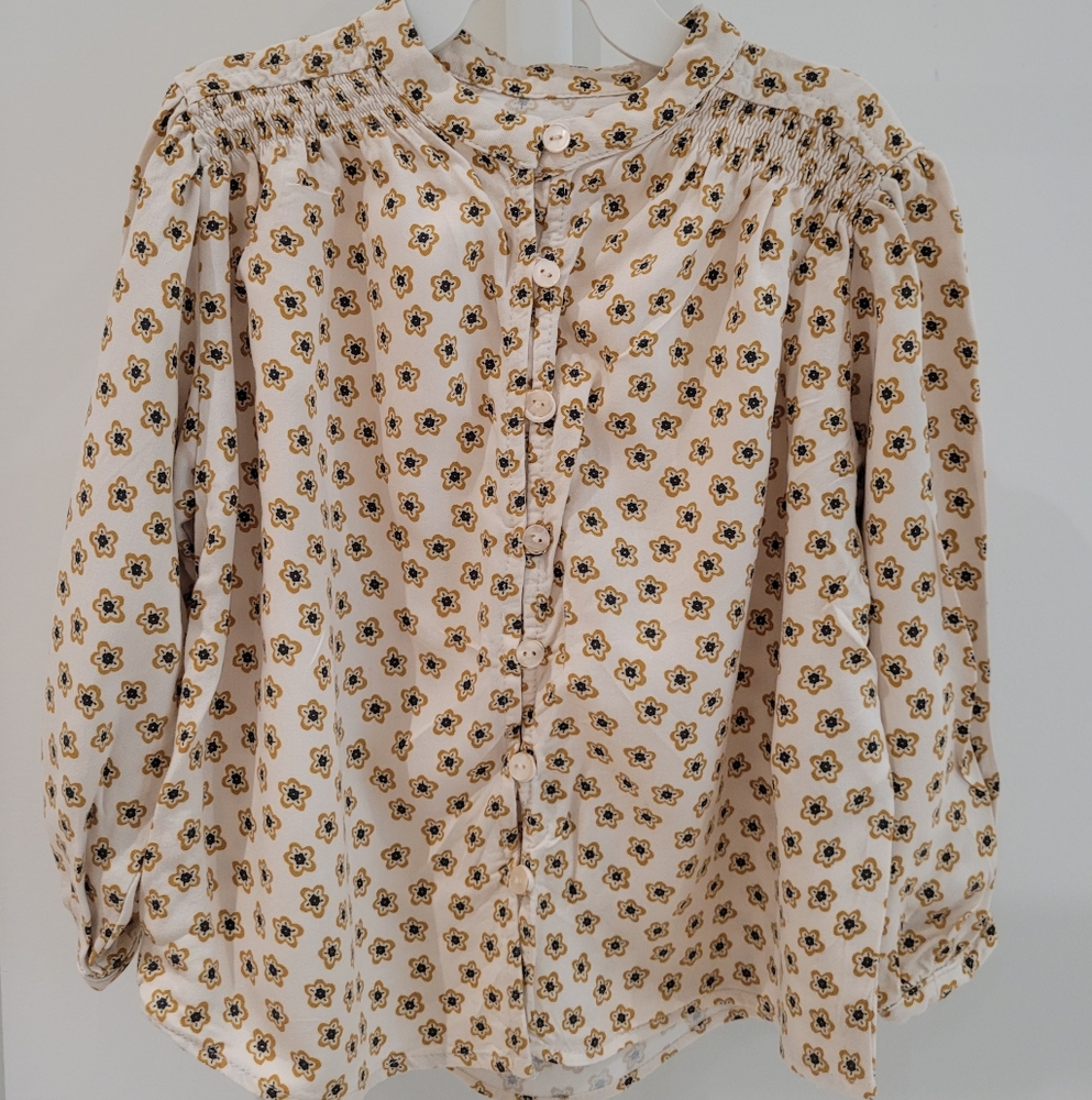 Zara Age 4-5 Floral Print Button-Up Blouse Girl